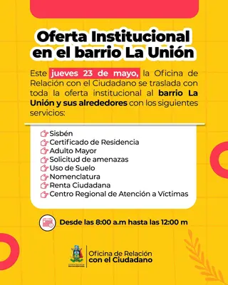 OFERTA INSTITUCIONAL DE LA ALCALDÍA LLEGA  AL BARRIO LA UNIÓN EN LA COMUNA 7